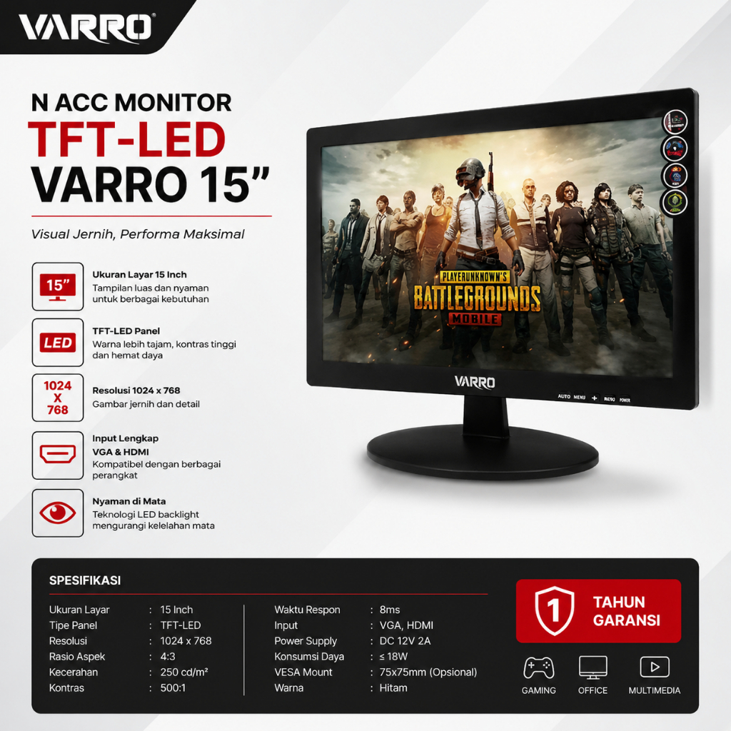 MONITOR TFT-LED VARRO 15"