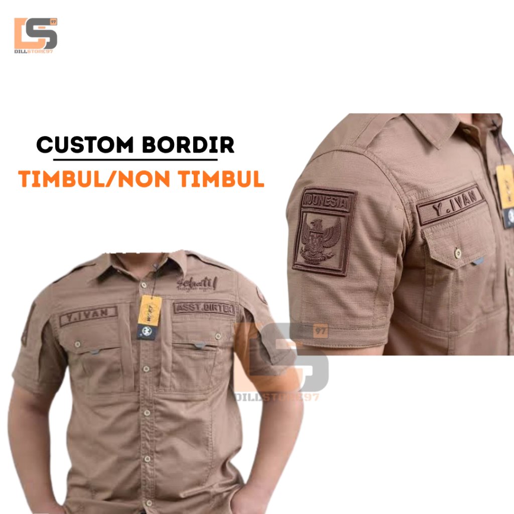 CUSTOM BORDIR KEMEJA W-TAC,KEMEJA M-TAC BORDIR TIMBUL & NON TIMBUL SUDAH INCLUDE BORDIR MINIMAL 10 P