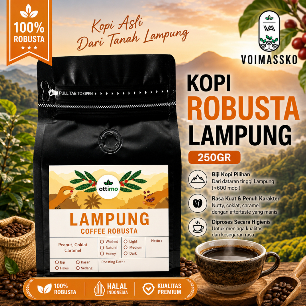 Ottimo Kopi 250gr / Kopi / Kopi Bubuk / Kopi Hitam / Robusta / Kopi Bubuk Lampung / Biji Kopi Robust