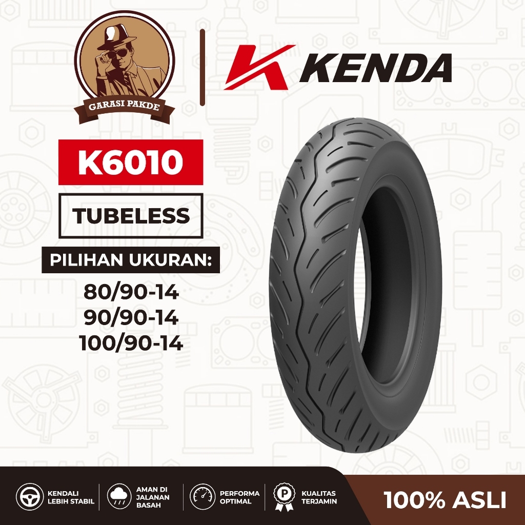 Kenda Ban Tubles Tubeless K6010 80/90 90/90 100/90 Ring 14 - Ban Motor Depan Belakang Beat Vario Gen