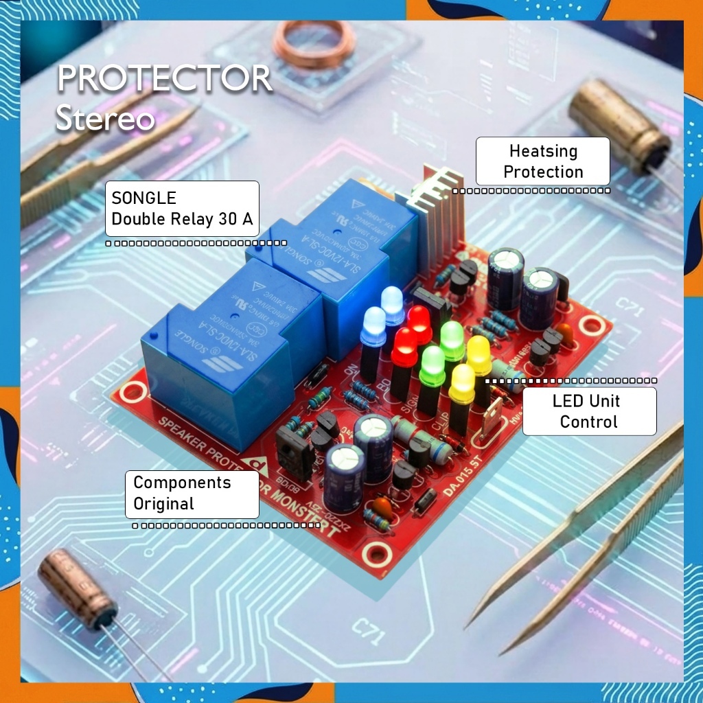 Pass Audio  Kit Speaker Protektor Stereo Fiber Double relay