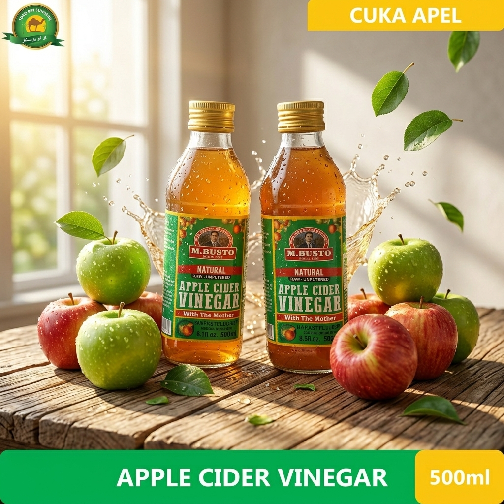 Cuka Apel  Apple Cider Organik M Busto  APPLE CIDER VINEGAR HALAL 500 ML