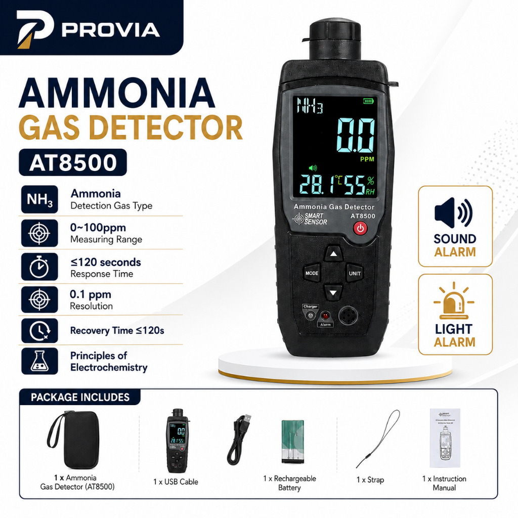 AMMONIA GAS DETECTOR SMART SENSOR AT8500 Ammonia Gas Detector Digital NH³ Gas Tester 0-100 PPM Ammon