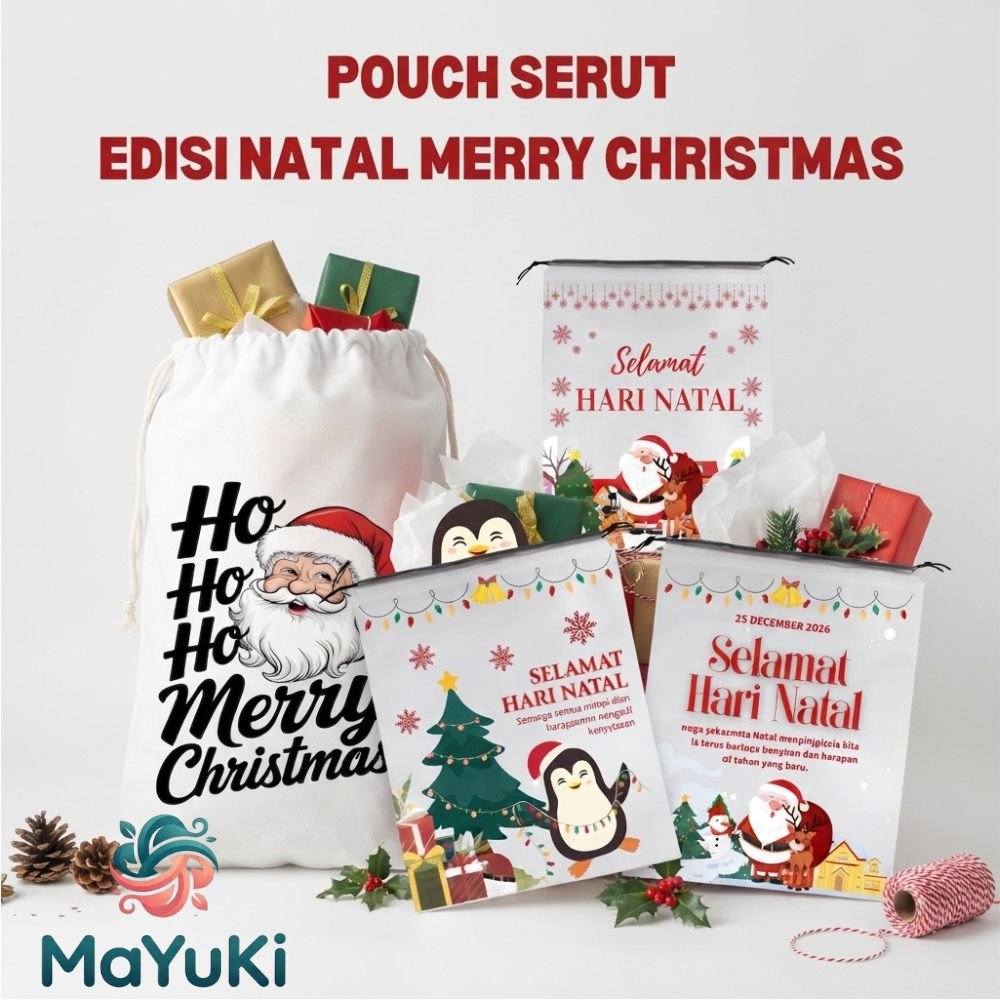 Pouch Serut Serbaguna Edisi Natal Merry Christmas Pouch Snack Natal