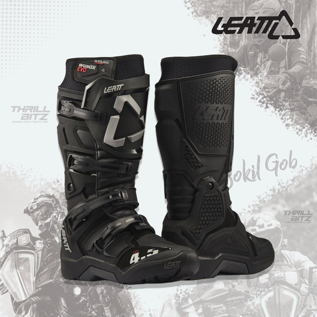 Thrill Bitz – Sepatu Motor Leatt Moto 4.5 HydraDri Evo Boots - Black – New Model 2027
