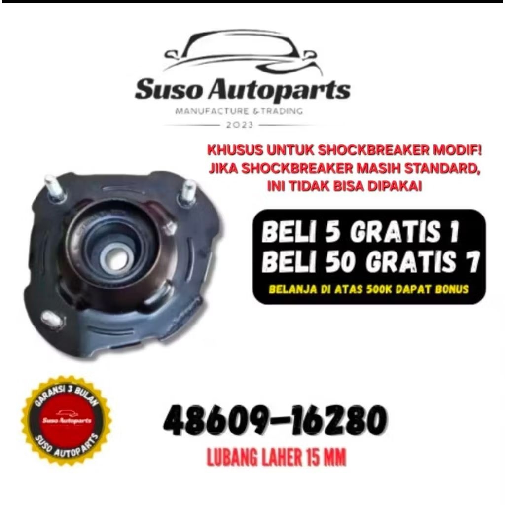SUPPORT SHOCK DEPAN AL 50 SOLUNA LUBANG KLAHER BEARING 15MM KHUSUS SHOCKBREAKER MODIF PART NUMBER 48