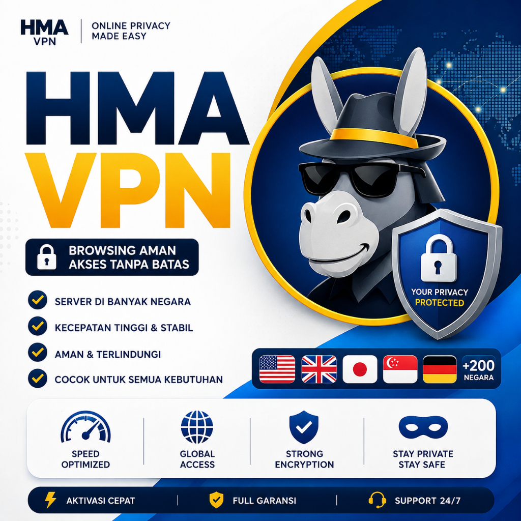 HMA VPN PREMIUM | VPN AMAN CEPAT STABIL | SERVER GLOBAL | FULL GARANSI