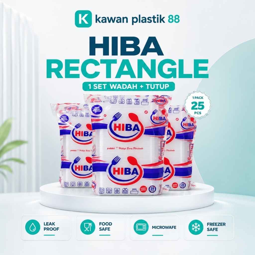 HIBA Thinwall Rectangle Kotak Makan Plastik Persegi Panjang 200 300 500 650 750 1000 ml