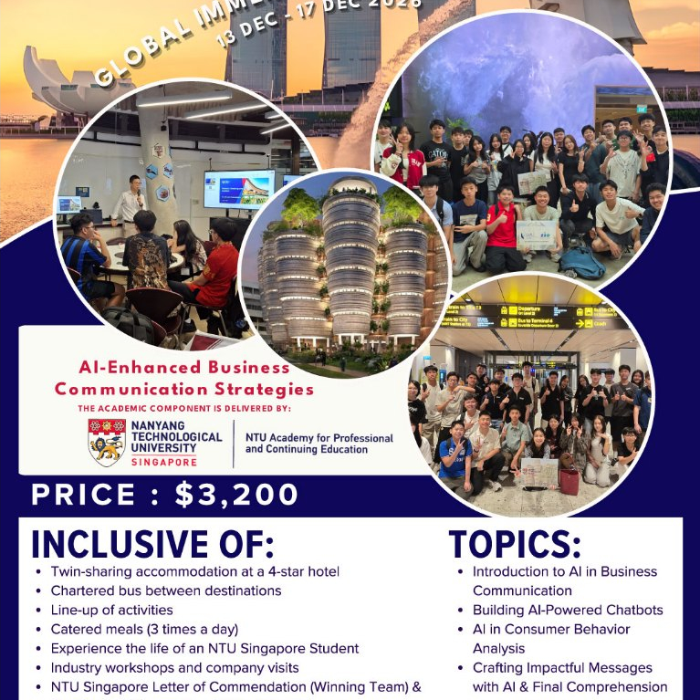 [CHAT TERLEBIH DAHULU] Pendaftaran Global Immersion Competition 2026 Singapore NTU & SMU by HOTS Glo