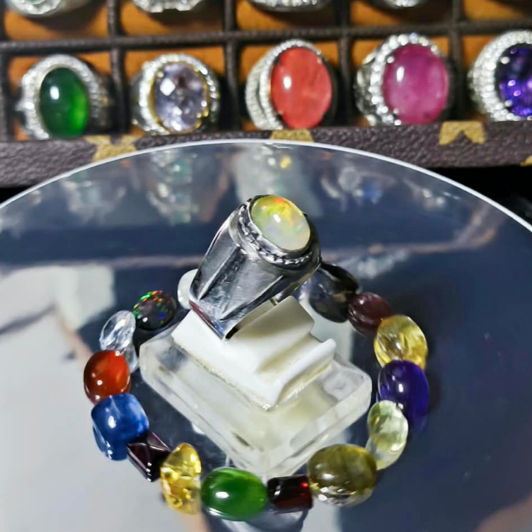 Cincin Batu Natural Kalimaya Opal Crystal Milky Jarong