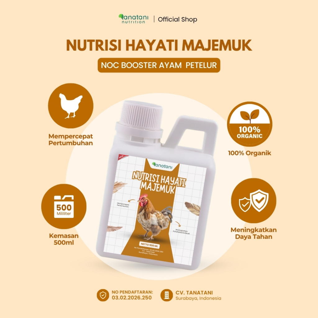 TANATANI - NOC BOOSTER AYAM PETELUR 500 ML - Nutrisi Organik Cair Untuk Ayam Petelur
