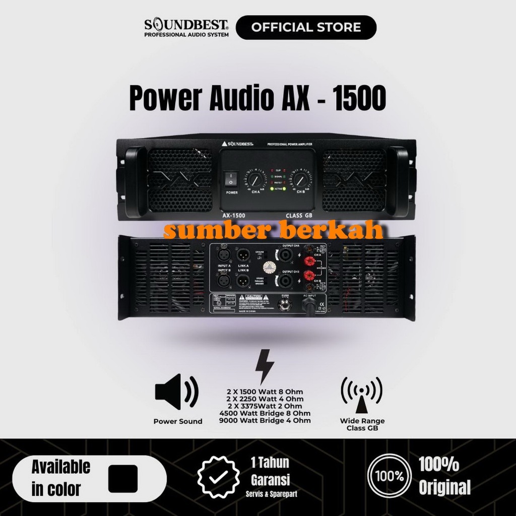 Power Amplifier SOUNDBEST AX-1500 / ax1500/ ax 1500 ORIGINAL GARANSI RESMI