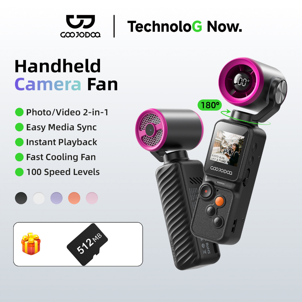 GOOJODOQ GFS025 Kamera Kipas 180° Adjustable 1.3-inch screen Mengambil foto dan video 100 Gear Wind 