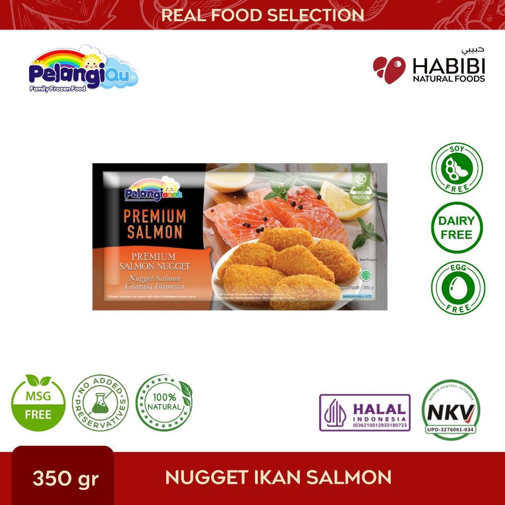 PELANGI - Nugget Ikan Salmon Dairy Free, Egg Free, Halal Non MSG & Non Pengawet