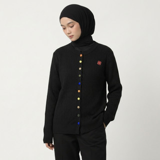 Delova Wardrobe - VIORA CARDIGAN Knit Atasan Rainbow Button Polos Outer Wanita Korean Style