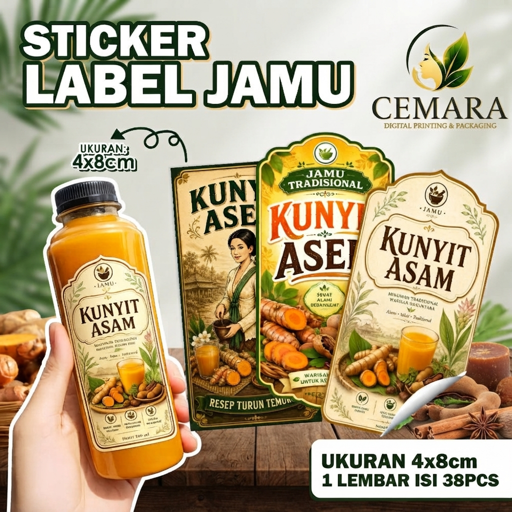 Stiker Jamu Tradisional Sticker Jamu Herbal Alami Khas Nusantara