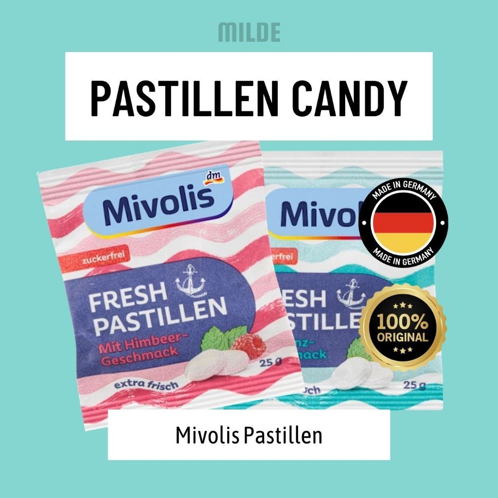 Mivolis Fresh Pastillen Raspberry Mint - Permen Pelega Tenggorokan & Nafas Segar (ORI Jerman) German