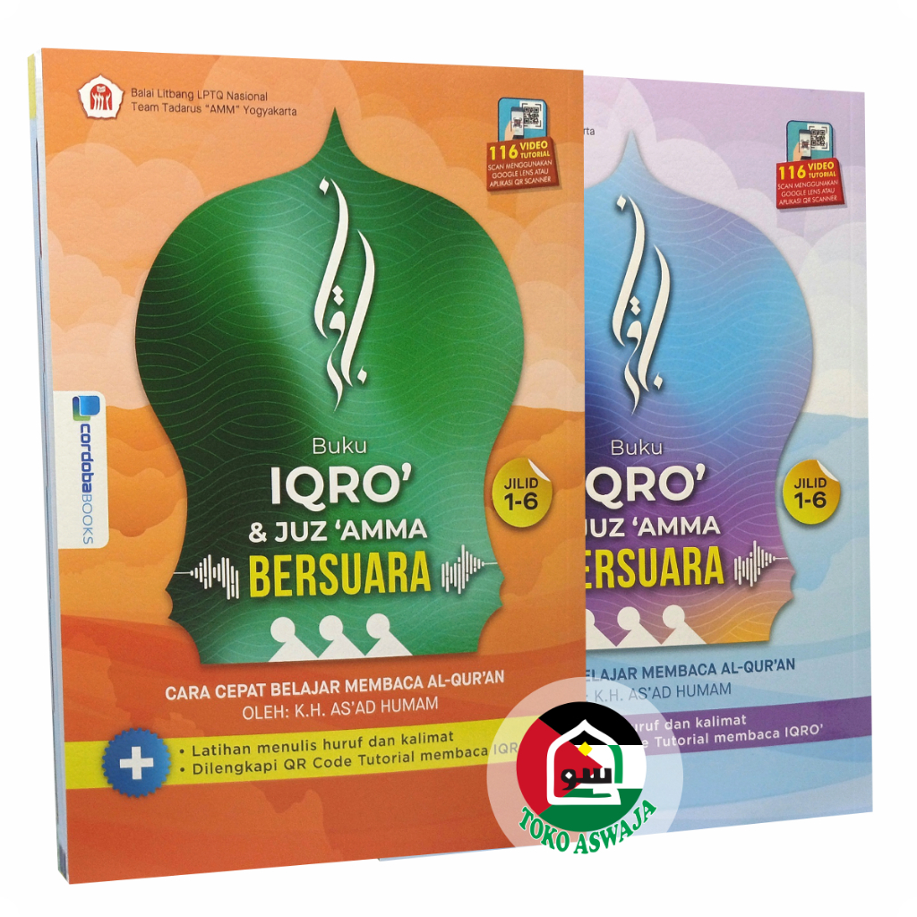 Buku Iqro' & Juz Amma BERSUARA JILID 1-6 QR Code Video Tutorial & Audio Tilawah BERWARNA FULL COLOR 