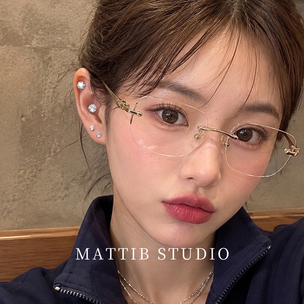 MATTIB Anting Tindik Salju Zirkon Titanium Medis Anti Karat Anti Alergi Fashion Korea untuk Wanita P