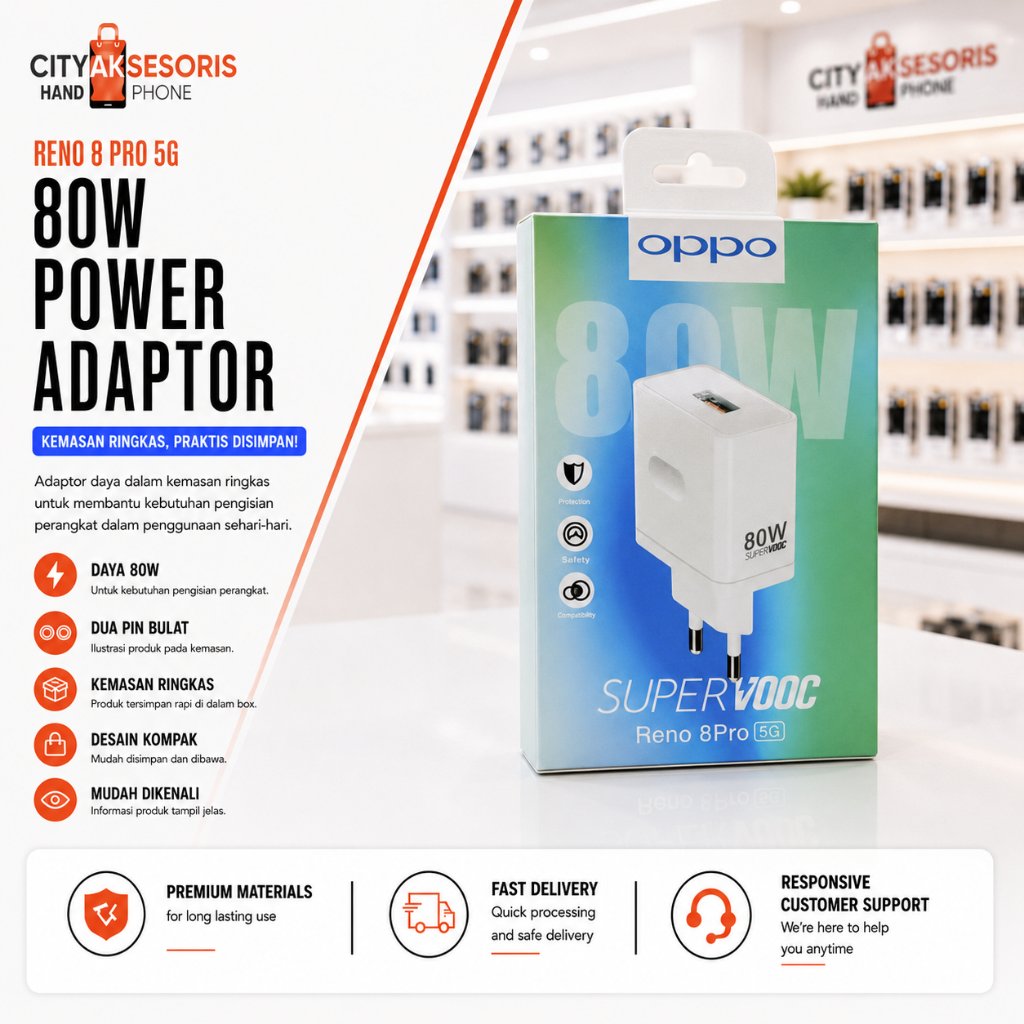 Adapter Charger Oppo Reno 8 pro 80w White Kepala Charger Casan Oppo Reno 8pro 80W