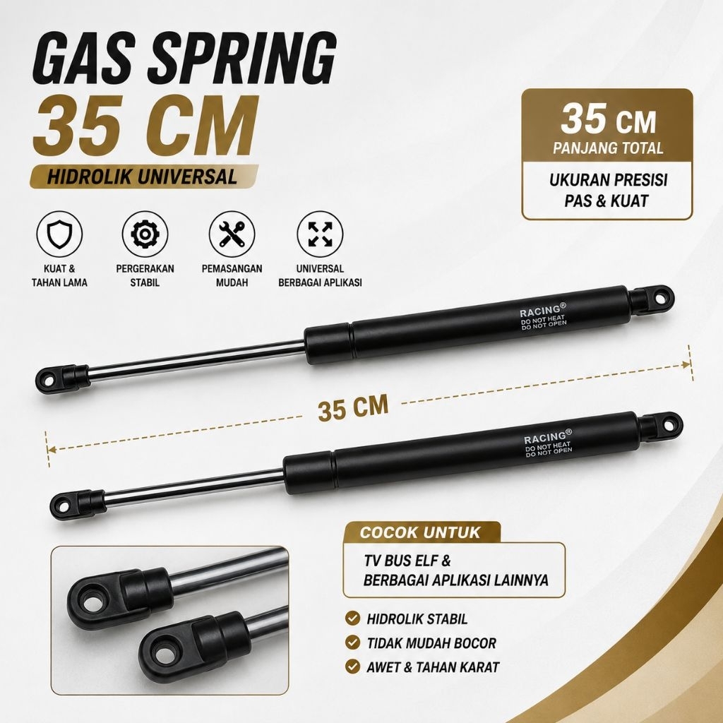 Gas Spring 35 cm Hidrolik Universal Racing untuk TV Bus ELF Aplikasi Lain | Hidrolik UNIVERSAL 35 CM