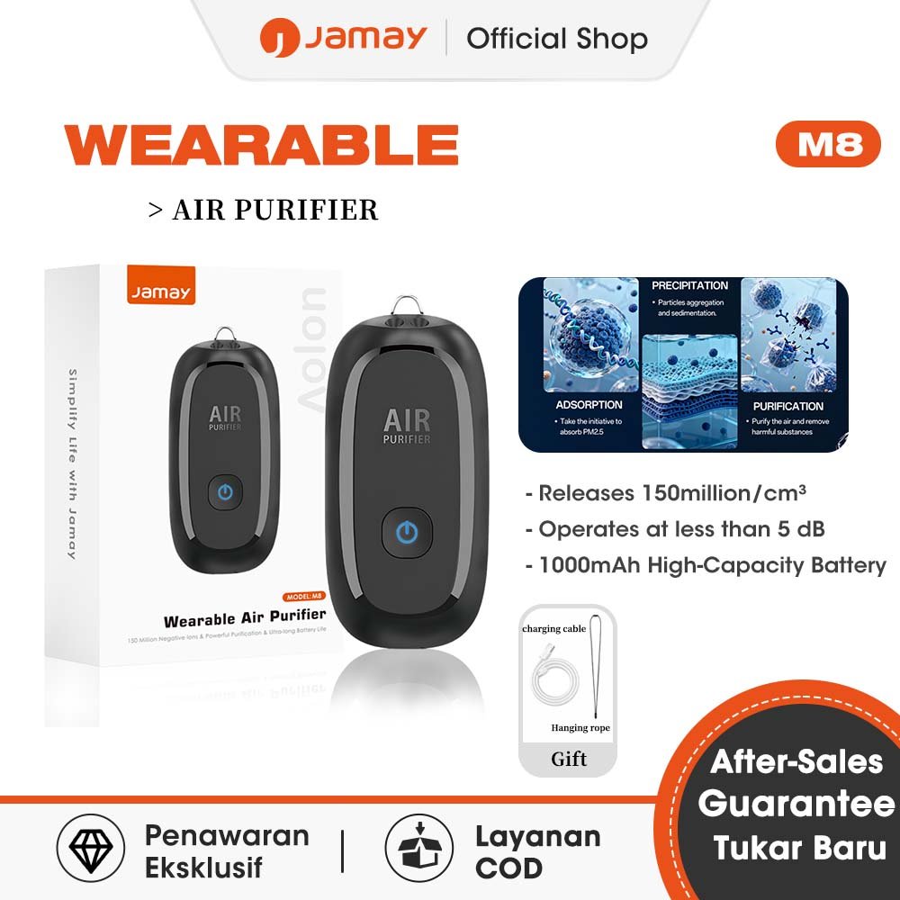 Jamay Air Purifier Personal Ionizer Portable Purifier Kalung Necklace Ion Negatif Personal Mini Air 