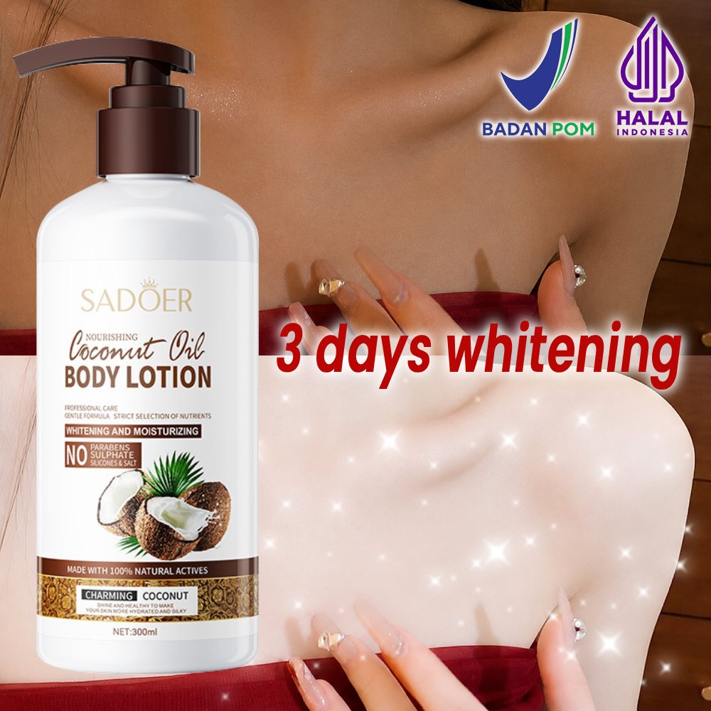 Lotion Pemutih Badan Permanen Coconut oil whitening Bleaching Lotion 300ml handbody pemutih badan pe