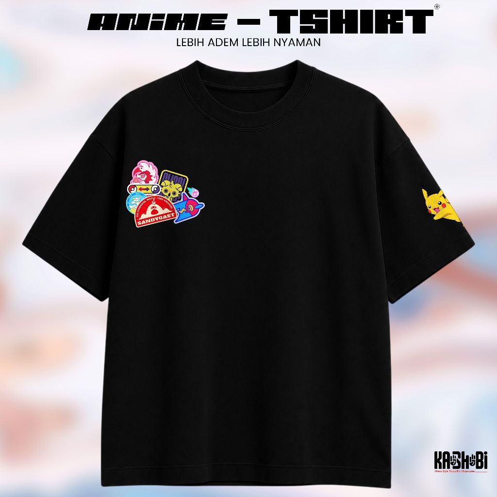 KAOSHOBI Kaos Anime Pokemon Pikachu Graphic Tee Unisex Pria Wanita Aesthetic KHA 4