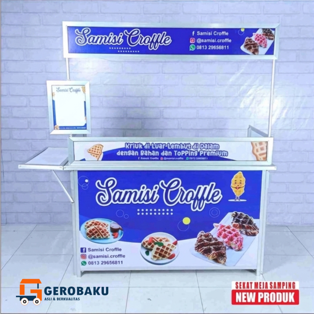 Gerobak Booth Lipat Portable Aluminium Ringan Ukuran 60x40 80x40 100x50 150x70