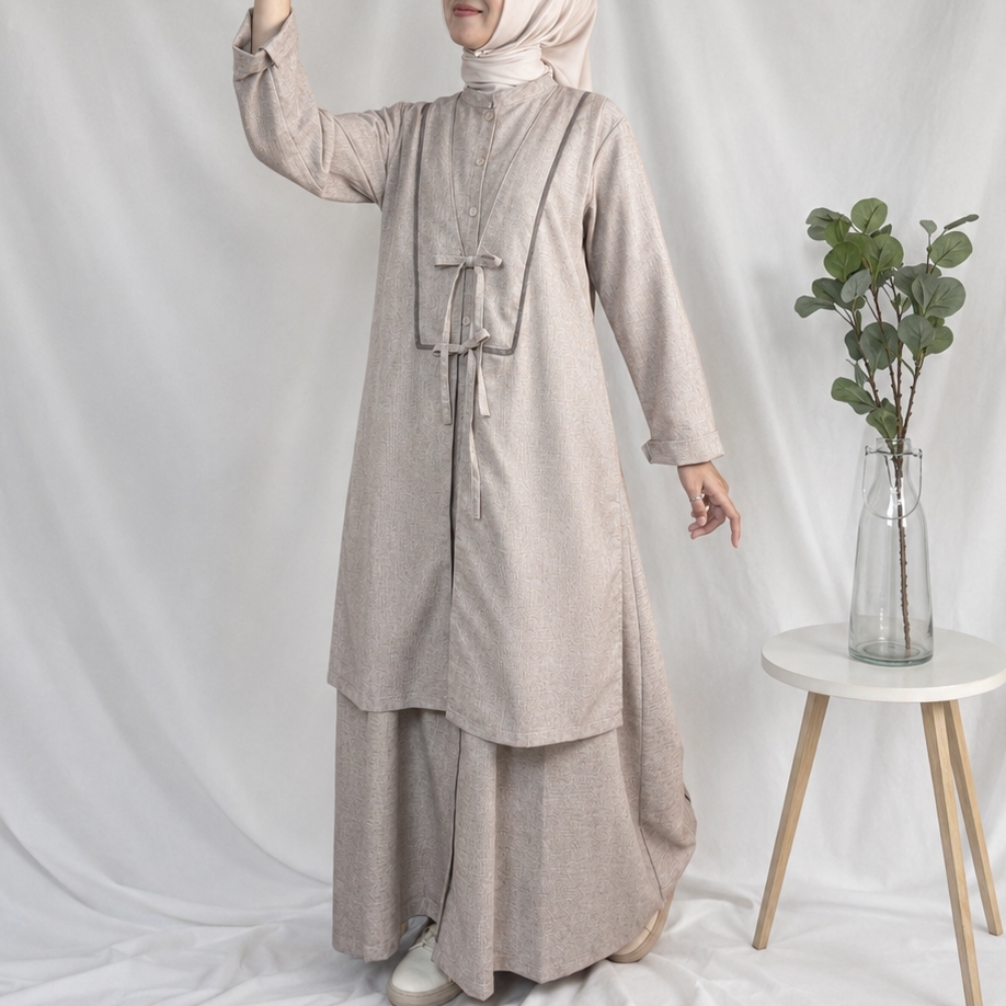 BAJUSAGALAYA - Gamis Outer Wanita Rompi Panjang Cantik | Gamis Katun | Gamis Model Rompi Tempel akse