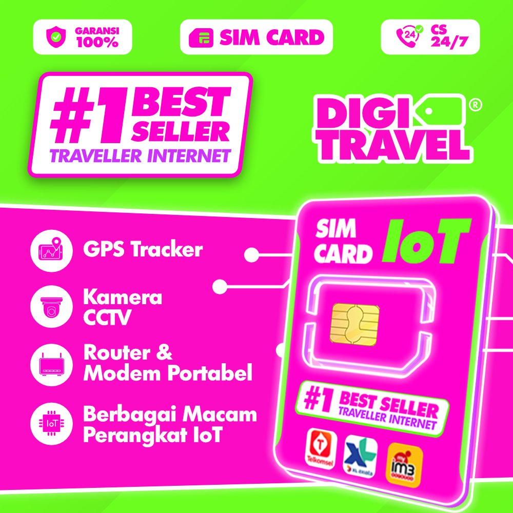 DIGITRAVEL SIM Card IoT M2M 3G/4G Telkomsel XL Indosat Kartu CCTV Router GPS Tanpa Registrasi
