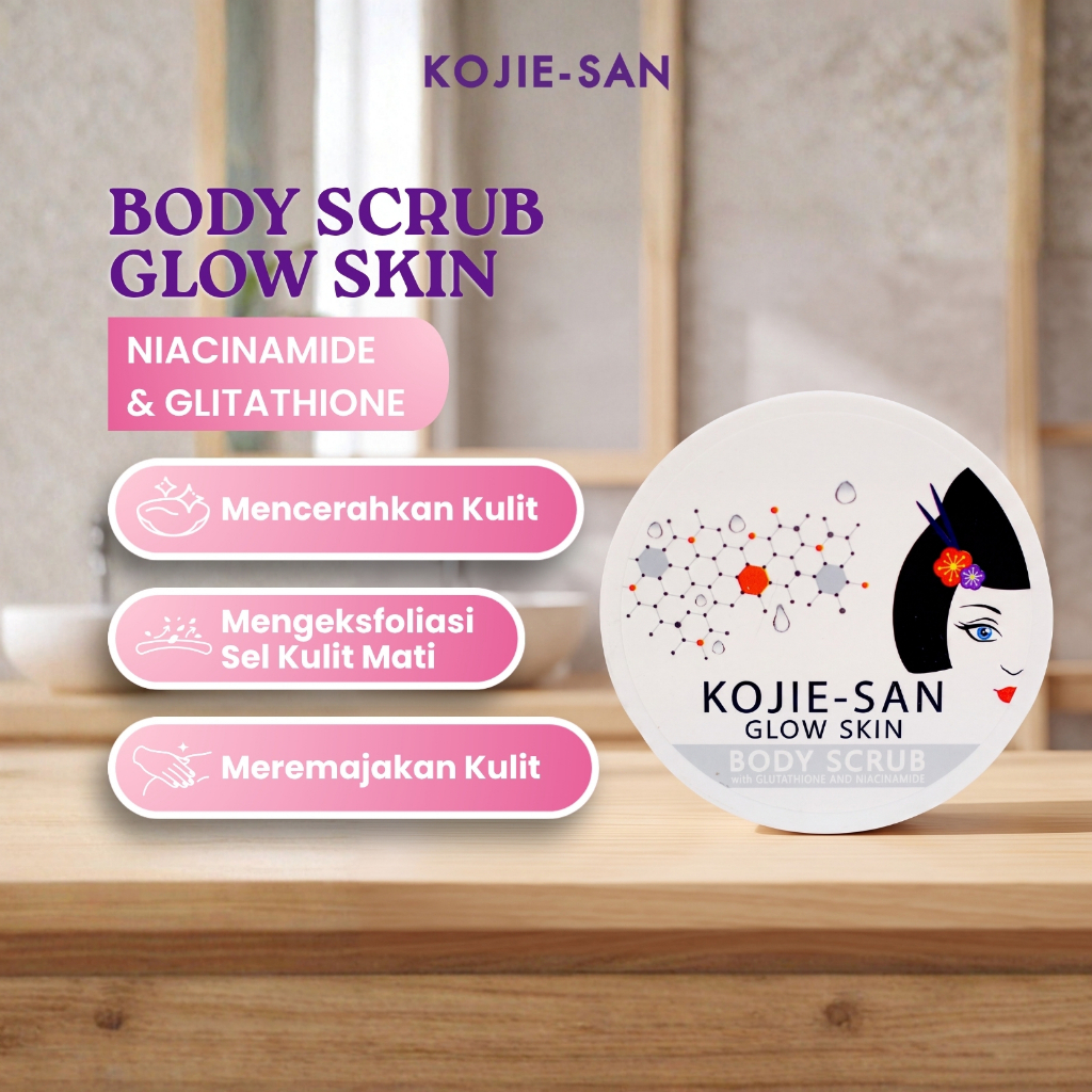 KOJIE-SAN Body Scrub Glow Skin Transparant 250gr Gluta Niacinamide Mencerahkan dan Melembabkan Kulit