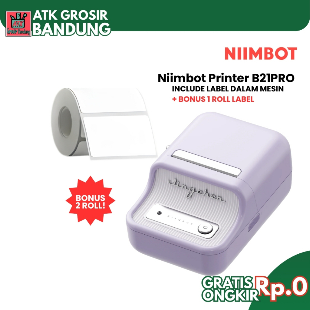 NIIMBOT B21 Pro Printer Label Thermal Bluetooth Mini Portable Alat Cetak Foto Resi Stiker Nama Aesth
