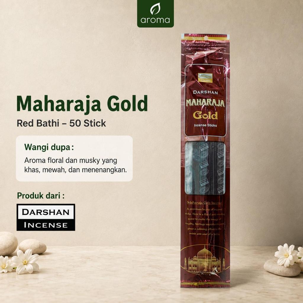 Dupa India Aromaterapi Red Bathi - Darshan Maharaja Gold 50 Sticks