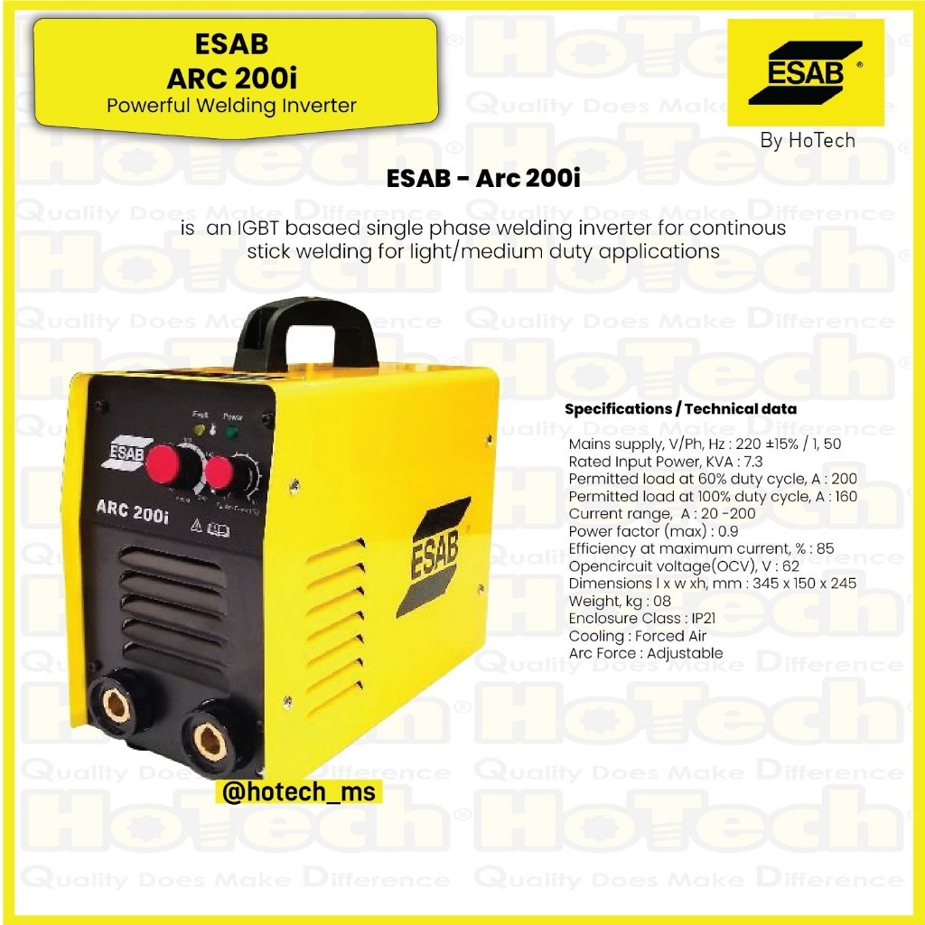 ESAB ARC 200i | Mesin Las MMA 200A | Portable Welding Inverter | Welding Machine