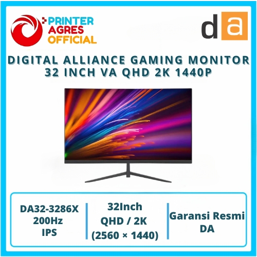 DIGITAL ALLIANCE GAMING MONITOR 32 INCH VA QHD 2K 1440P 10MS 180HZ DP HDMI 3286X 2Y - DA32-3286X