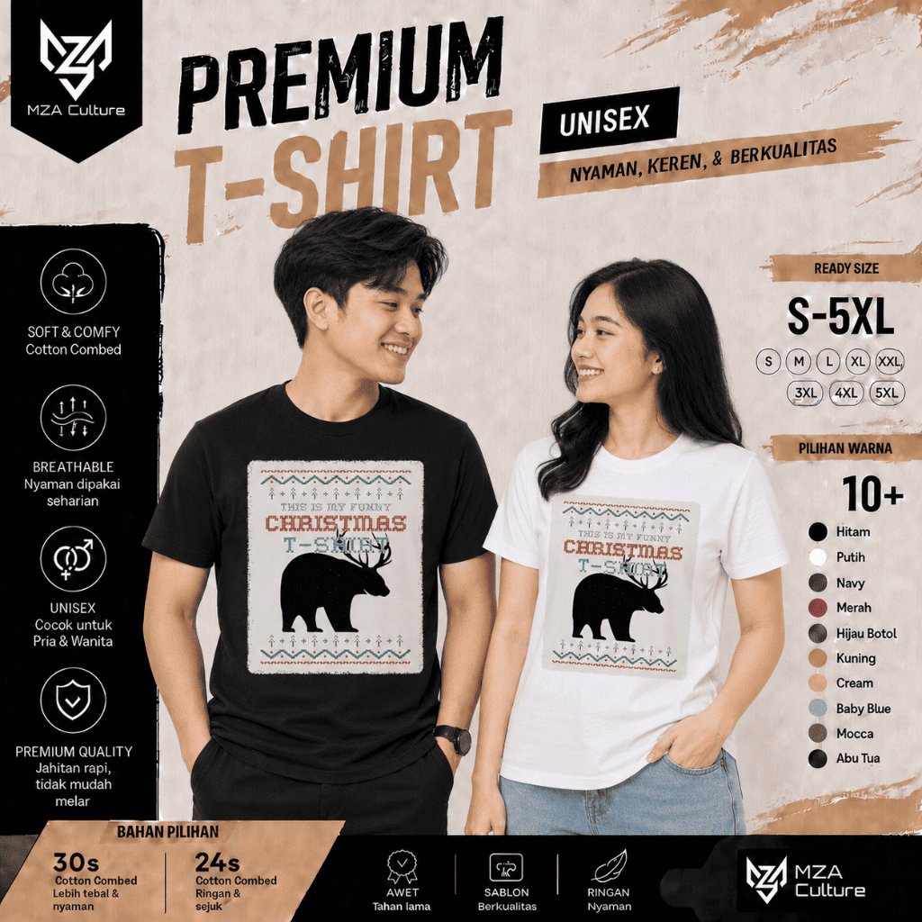 MZA Culture Kaos Christmas - NB068 | Ukuran S - 2 XL | 10 Pilihan Warna + | Premium Quality