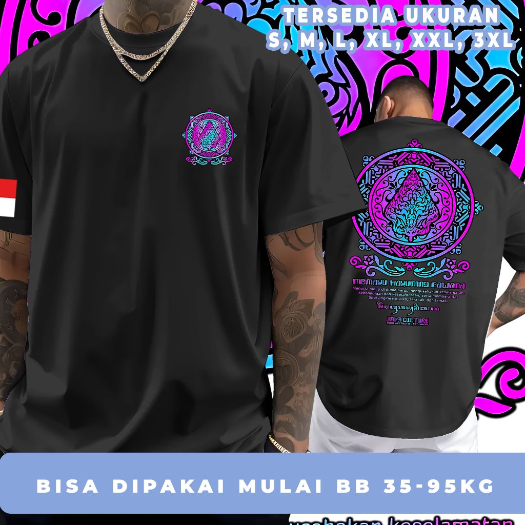 Atasan Kaos Distro Dewasa Pria Wanita Sablon Java Culture Hologram Design Terbaru Bahan Adem Kualita
