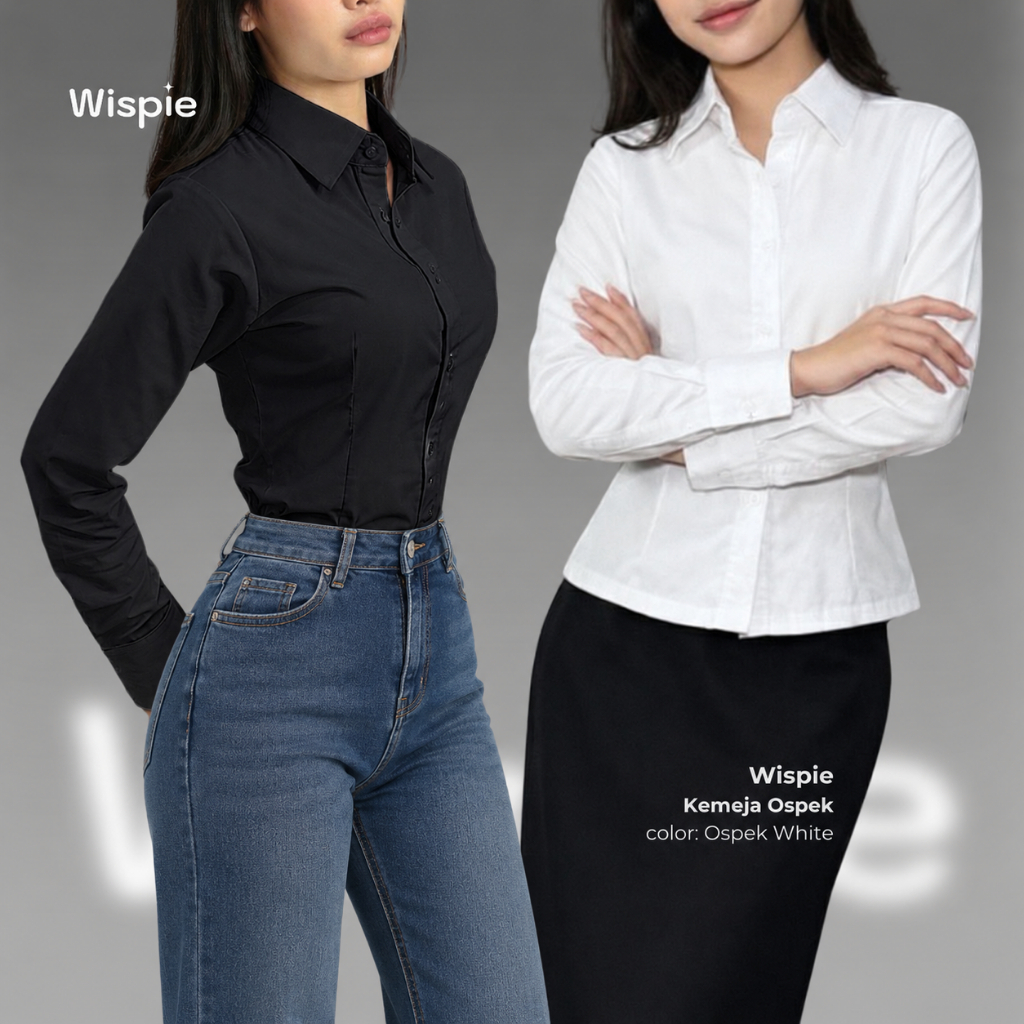 Wispie Kemeja Ospek Classic | Formal Wanita Tanpa Karet Putih Bersih Sidang Interview Kerja