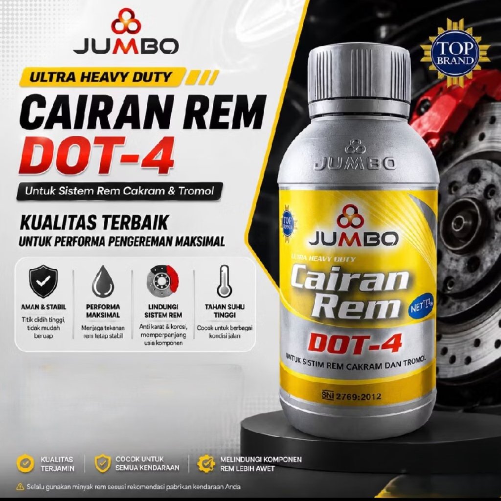 JUMBO MINYAK REM DOT4 CLEAR 300ML/MINYAK REM/OLI REM/BRAKE FLUID DOT4/DOT-4 AMBER/NETRAL 300 ML