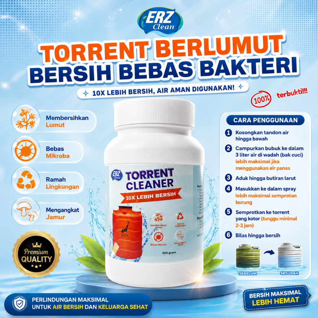 ERZ Pembersih Toren Air Anti Lumut Tanpa Sikat Ampuh - Pembersih Toren Air Anti Lumut dan Kerak Tanp