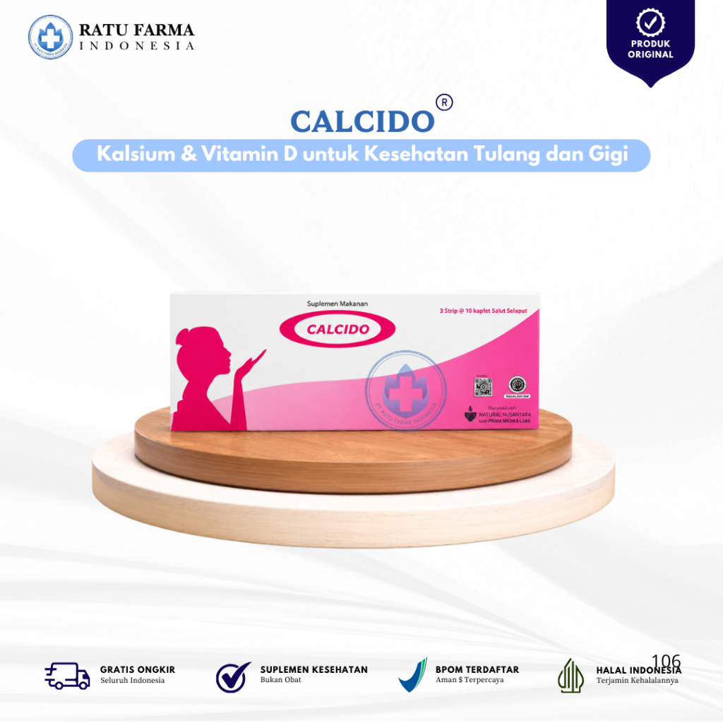 Calcido 30 Kaplet – Suplemen Kalsium dan Vitamin D3 400 IU | Menjaga Kesehatan Tulang dan Gigi