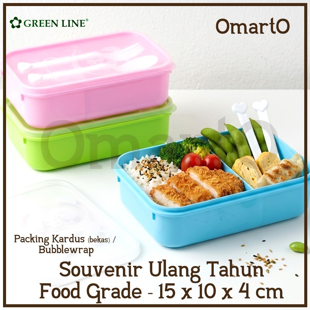 Greenline Lunch Box Segi Panda Small Sekat 2 -  Souvenir Ulang Tahun Anak