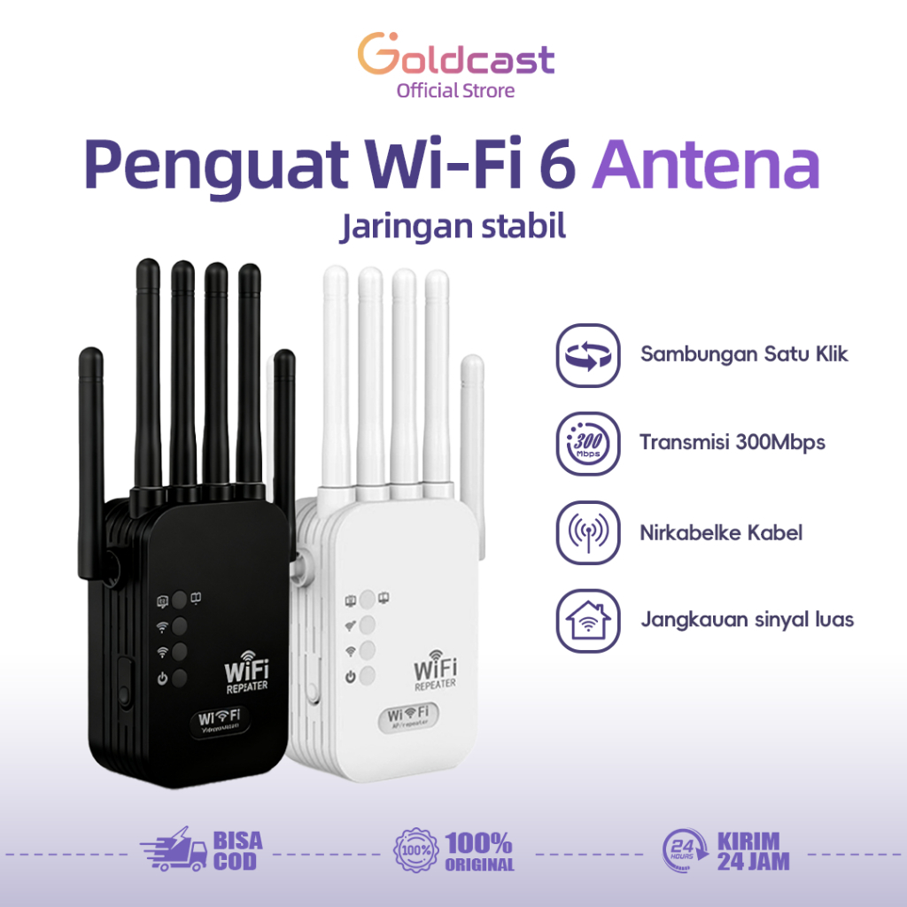Wifi 1200Mbps 2.4GHz/5GHz Repeater Nirkabel Penguat Sinyal Repeater Dalam Ruangan 6 Antena Eksternal