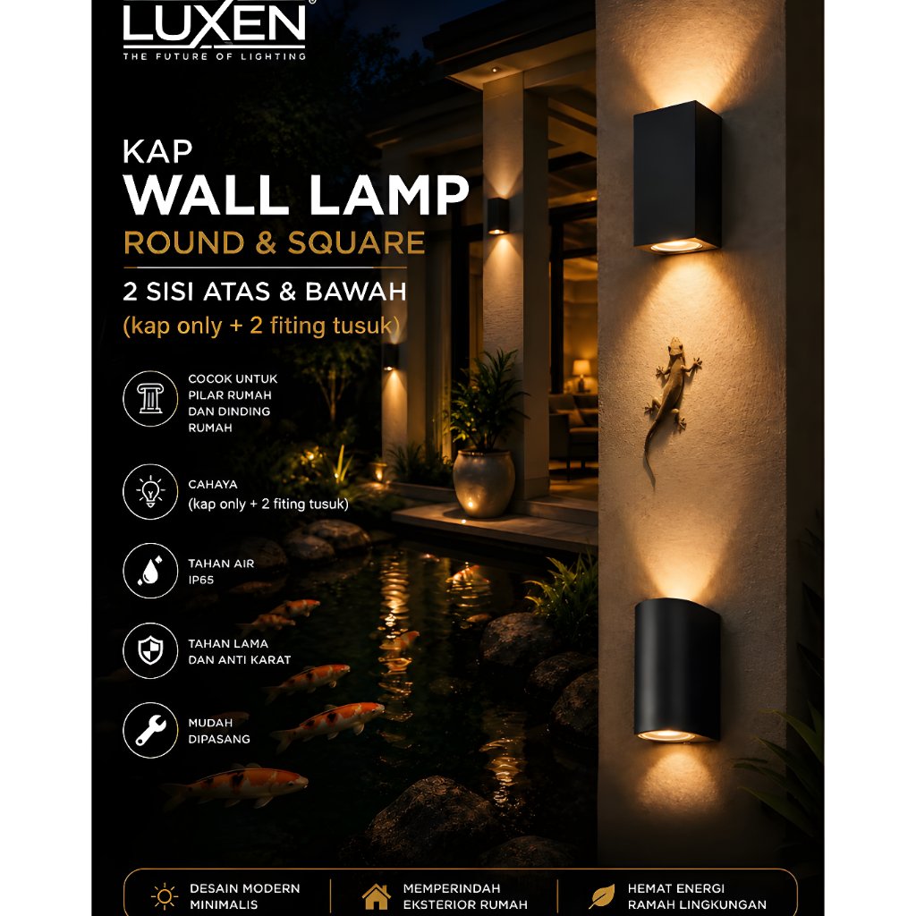 KAP LAMPU DINDING LUXEN DUA SISI MR16 GU5.3 WALL LAMP LUXEN IP65