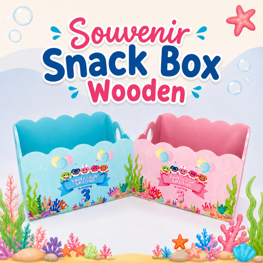 SOUVENIR KAYU SNACK BOX WOODEN CUSTOM DESIGN SOUVENIR MERCHANDISE ULANGTAHUN BIRTHDAY HAMPERS