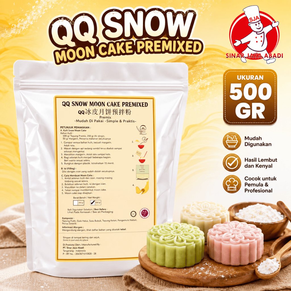 Mooncake Premix QQ Snowy 500gr -Premium,Praktis,Mudah Digunakan