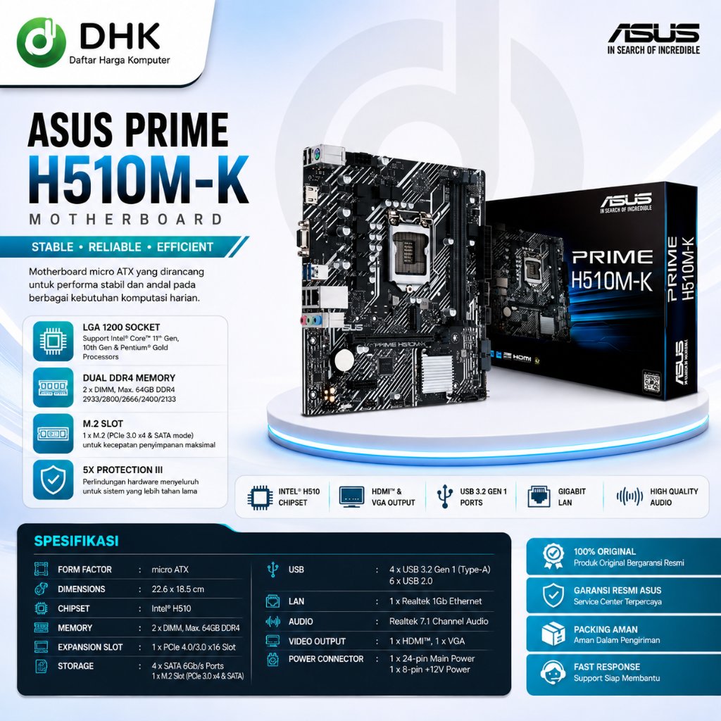 ASUS PRIME MOTHERBOARD H510M-K LGA 1200