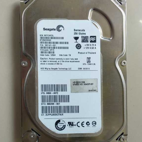 Hard Disk Seagate Barracuda 250GB untuk PC ( komputer ) rusak