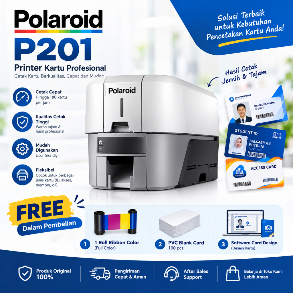 ID Card Printer Kartu Polaroid P201 - Mesin Cetak ID Card - Printer Kartu